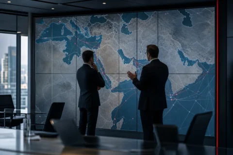 Cartographie des risques de guerre et des routes internationales